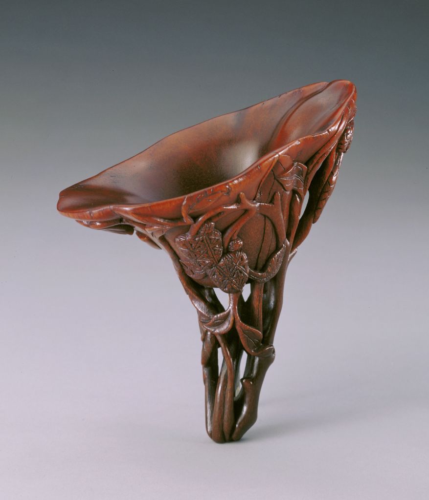 图片[1]-Rhinoceros horn carved lotus litchi cup-China Archive